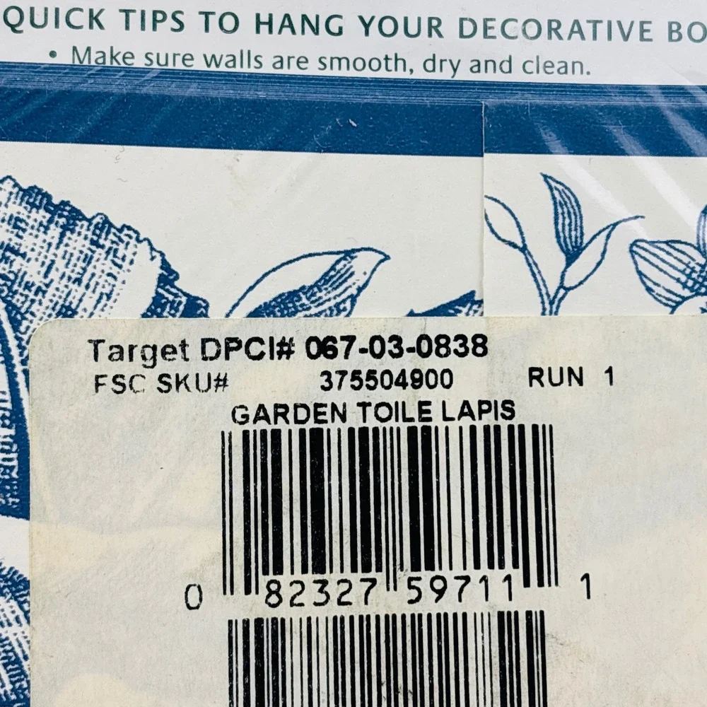 Waverly Garden Toile Lapis Blue Wall Border Floral 15ft Pre-Pasted Washable 2000